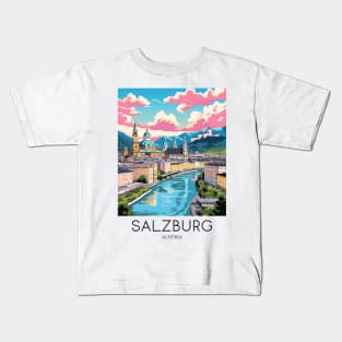 A Pop Art Travel Print of Salzburg - Austria Kids T-Shirt